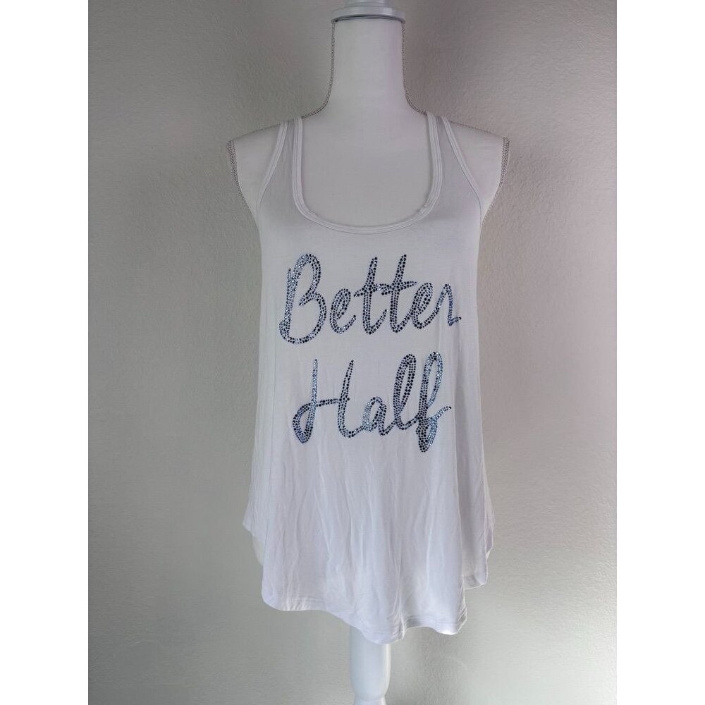 Victoria's Secret medium white bridal I do "better half" rhinestone tank top